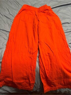 Old Navy Orange Wide-Leg Elastic Waist Pants